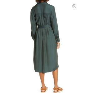 Vince Belted Shirred Shirt Dress Sea Leaf XL